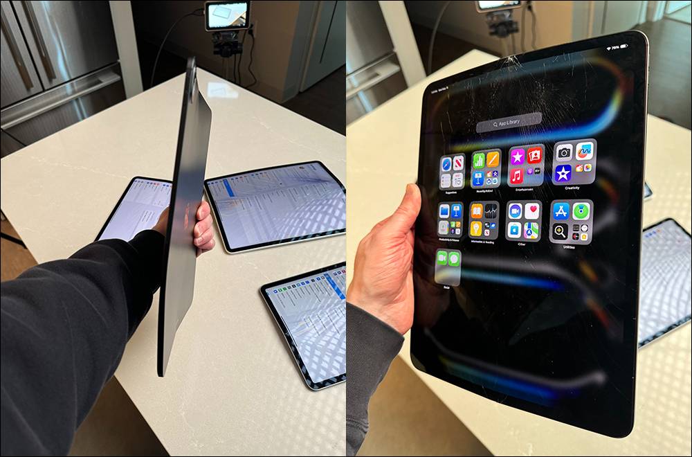 全新 M4 iPad Pro 在暴力测试视频，史上最薄苹果设备，抗弯曲能力表现比前一代更好！ （但还是不建议去折它 - 摩榜