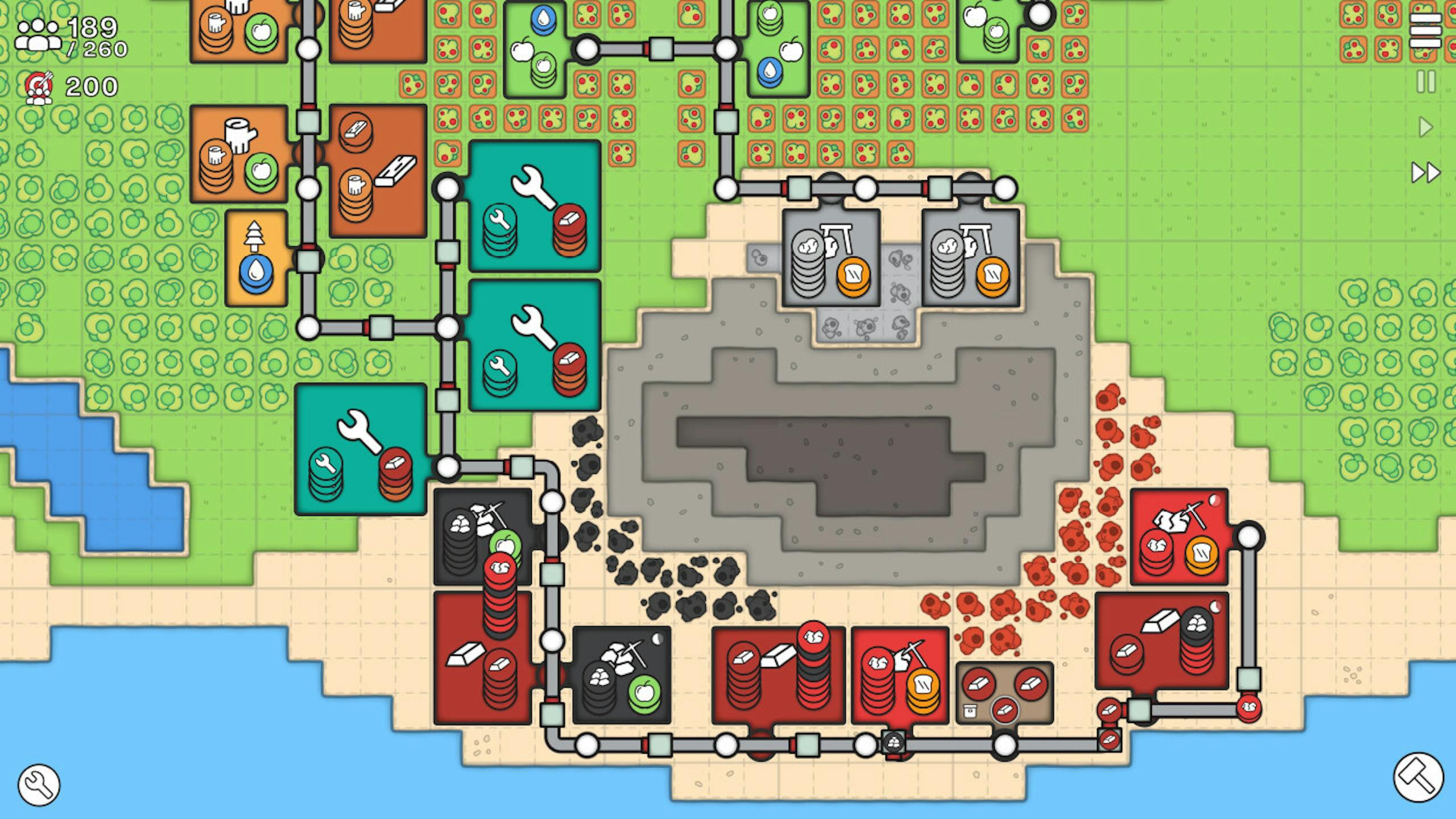 Steam免费极简基地建设Mini Settlers：Prologue 灰色管线贯穿城市 打造完美自动化输送网络