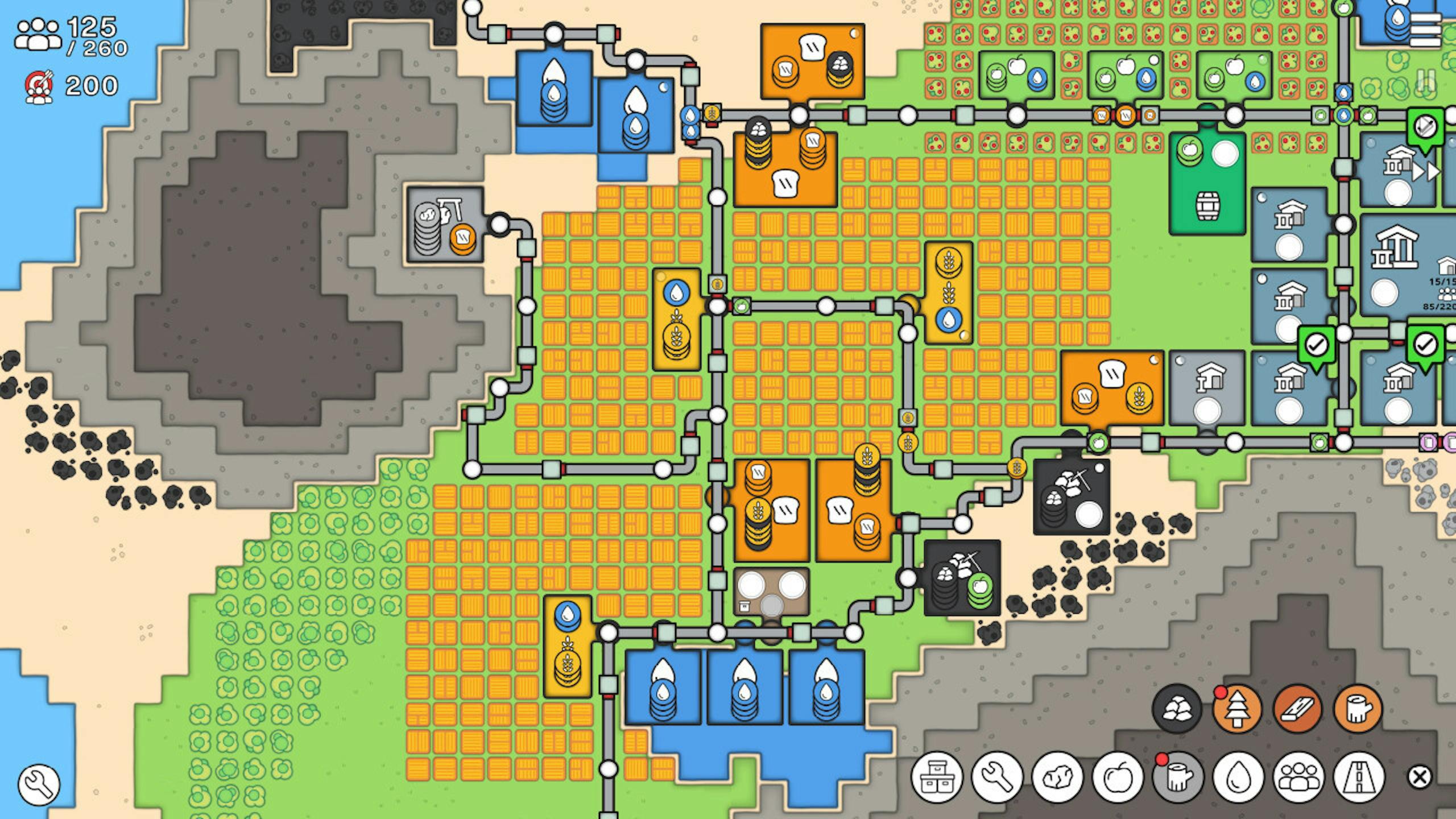 Steam免费极简基地建设Mini Settlers：Prologue 灰色管线贯穿城市 打造完美自动化输送网络