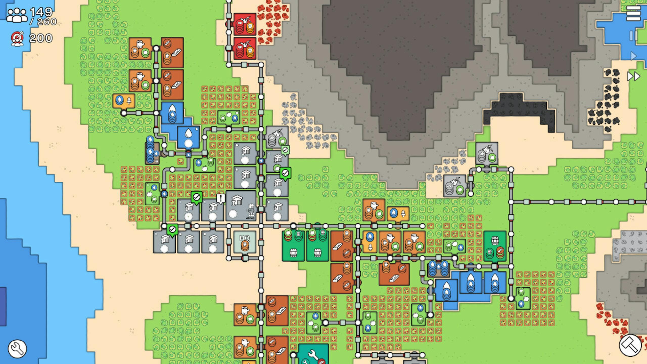 Steam免费极简基地建设Mini Settlers：Prologue 灰色管线贯穿城市 打造完美自动化输送网络