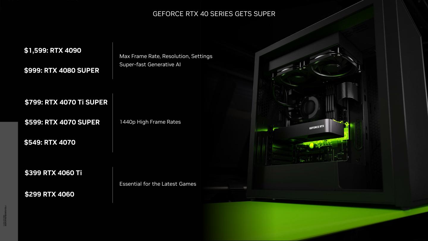 GeForce RTX 4070 Super以美金599元的价格取代GeForce RTX 4070，而后者则是降价至美金549元。