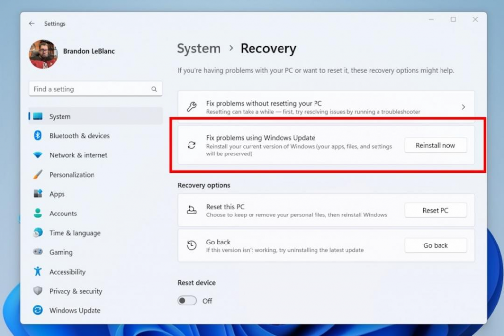微软正测试Windows Update 一键修复操作系统