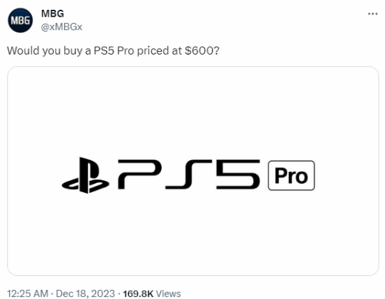 PS5 Pro 假如卖600美元 仍有大量玩家表示愿意买