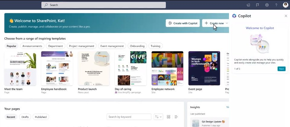 微软SharePoint加入AI助理Copilot