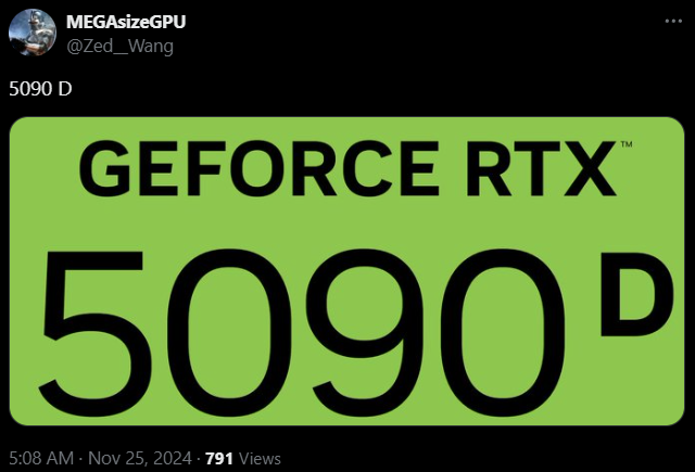 NVIDIA GeForce RTX 5090 D 确定在 Blackwell GPU 架构名单中