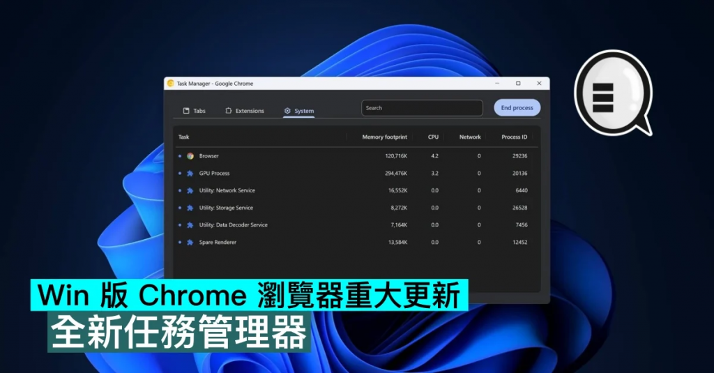 Win 版 Chrome 浏览器重大更新，全新任务管理器