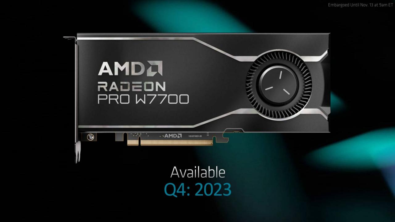 AMD Radeon PRO W7700 绘图卡规格解禁
