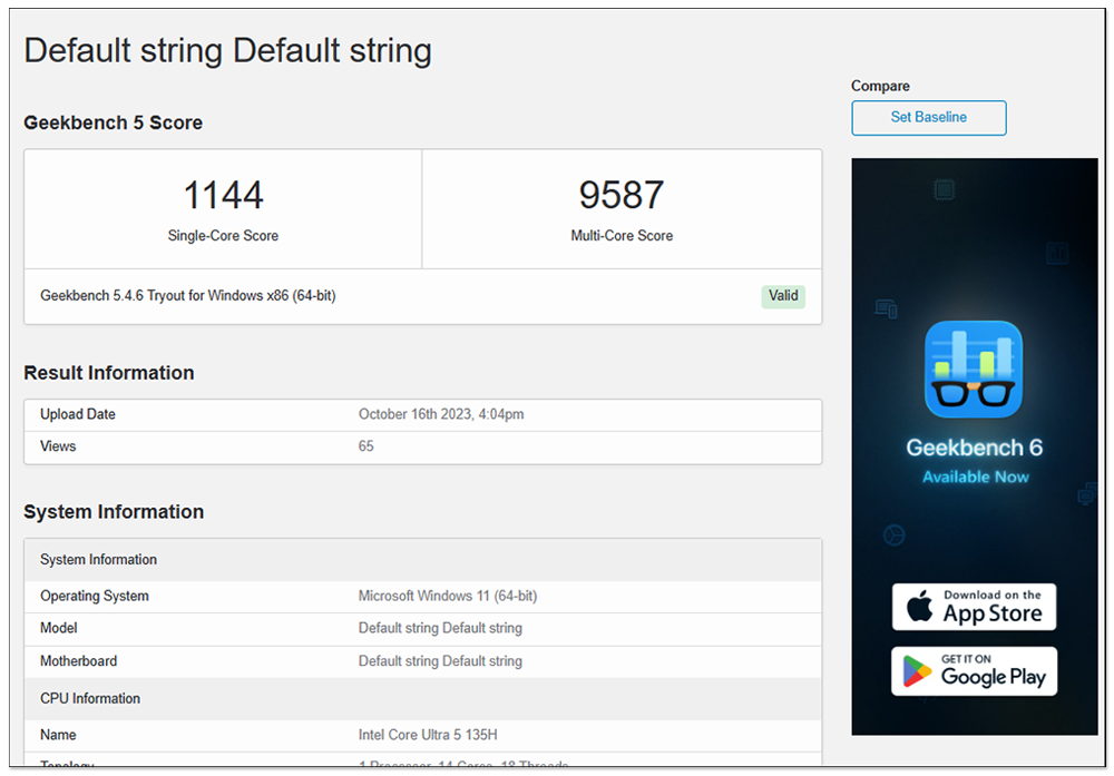 Intel Core Ultra 9 185H 首次现身 Geekbench，具有 16 核心和 5.1GHz 时脉 - 榜哥