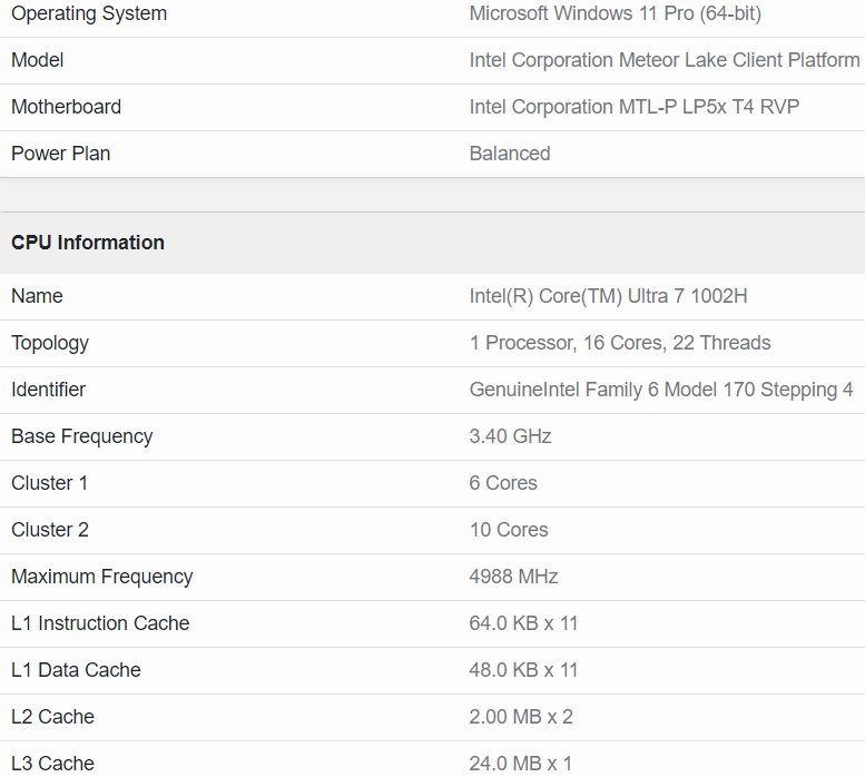 Meteor Lake 架构Intel Core 7 165H处理器首次现身Geekbench跑分数据库，分数跟i9-13900H 差不多 - 榜哥