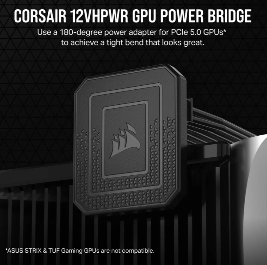CORSAIR 推出 12VHPWR GPU POWER BRIDGE 180 度转接头
