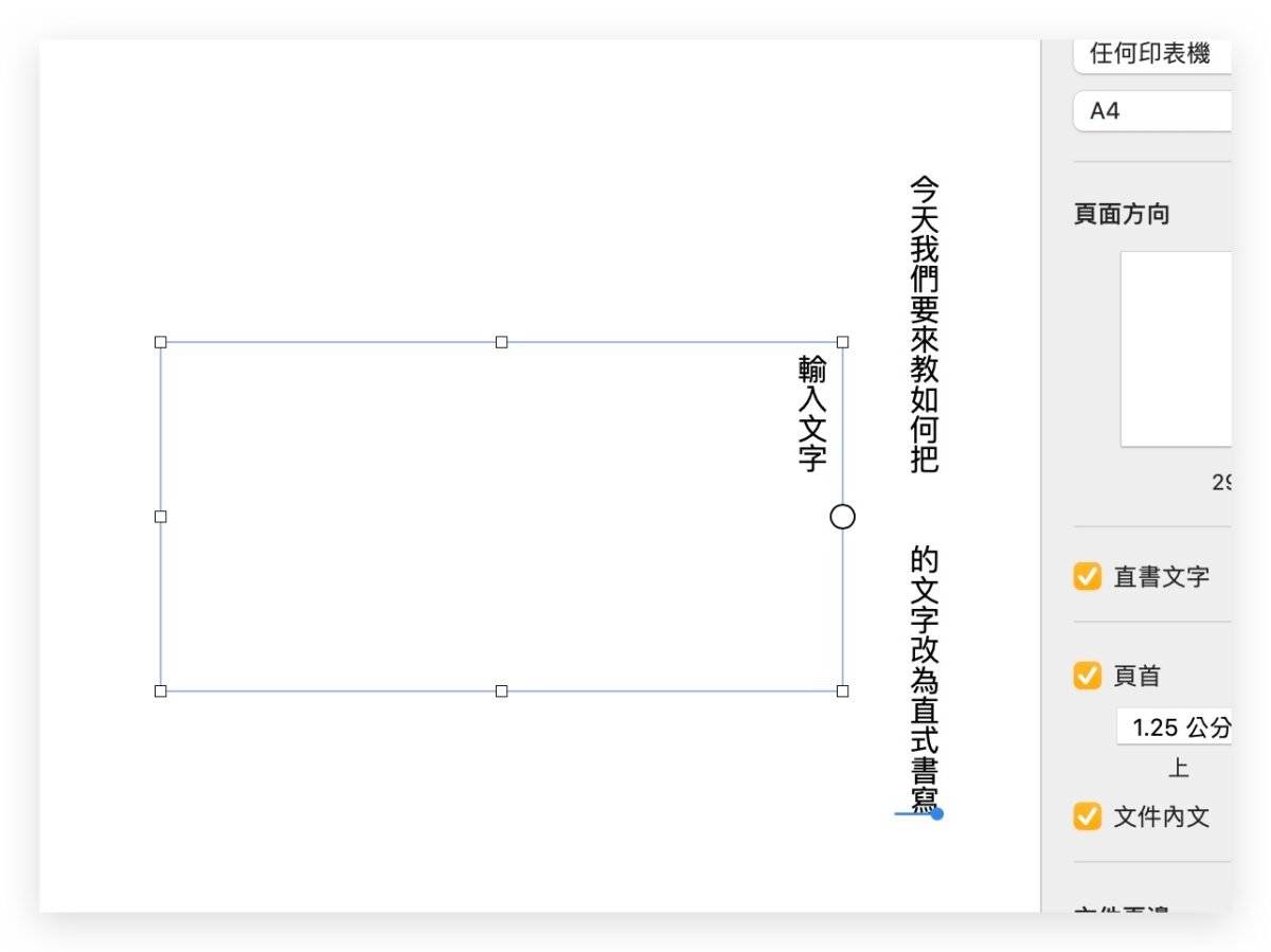 Pages 文字 直式 数字 横式 水平 旋转文字