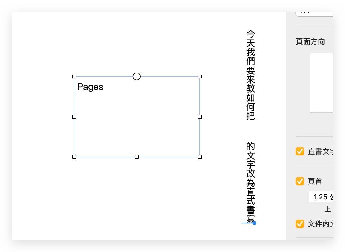 Pages 文字 直式 数字 横式 水平 旋转文字