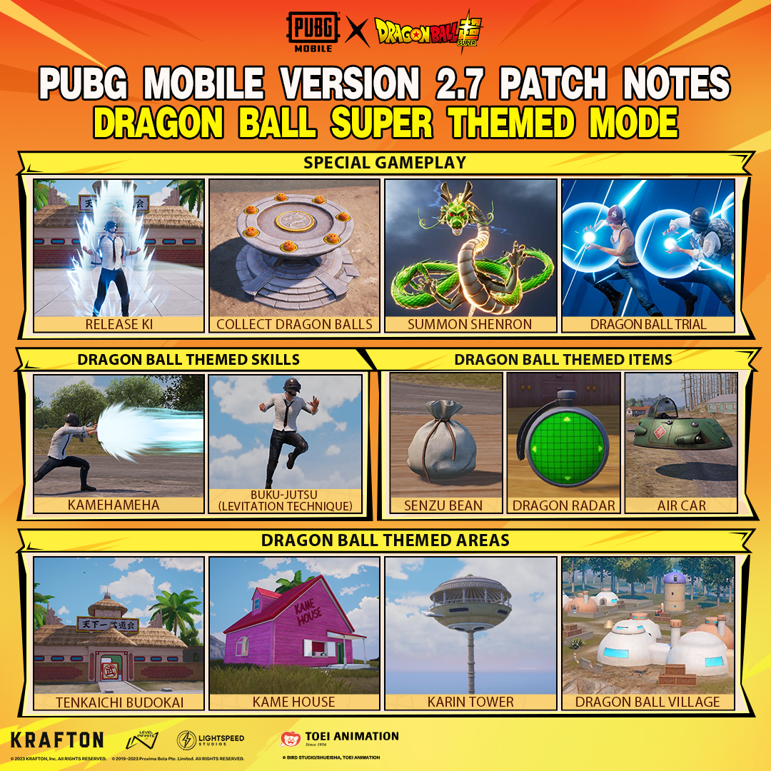 《PUBG MOBILE》×《七龙珠超》梦幻联动，推出全新玩法、画风、服装！
