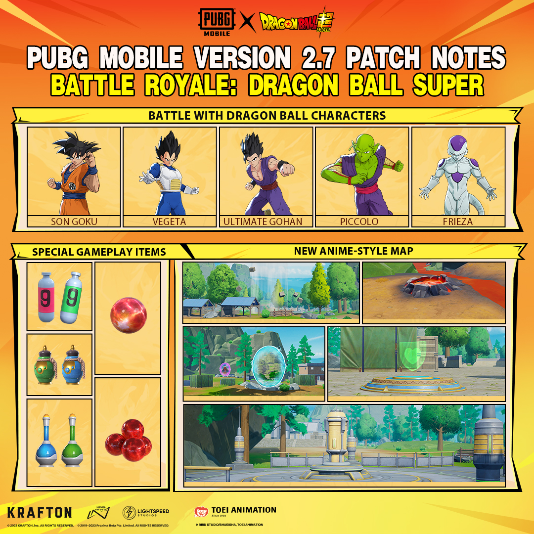 《PUBG MOBILE》×《七龙珠超》梦幻联动，推出全新玩法、画风、服装！