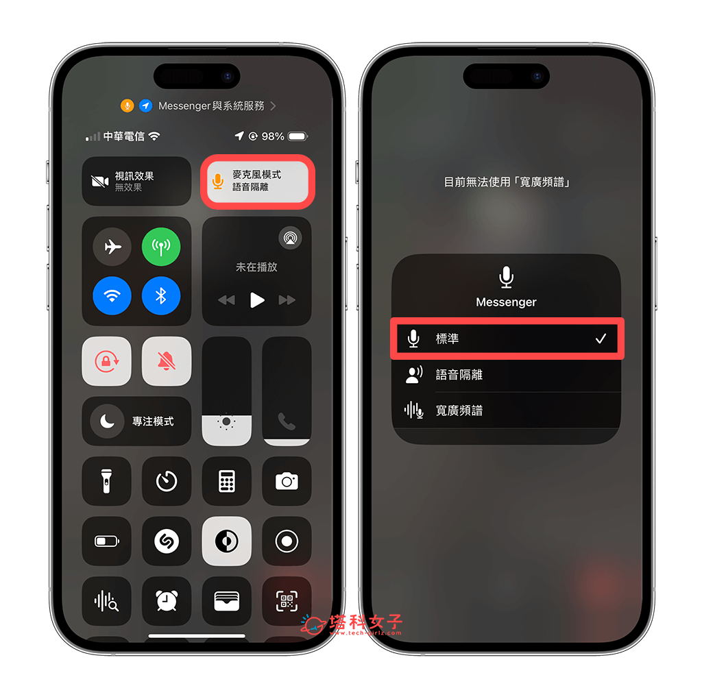 关闭 iPhone 语音隔离功能