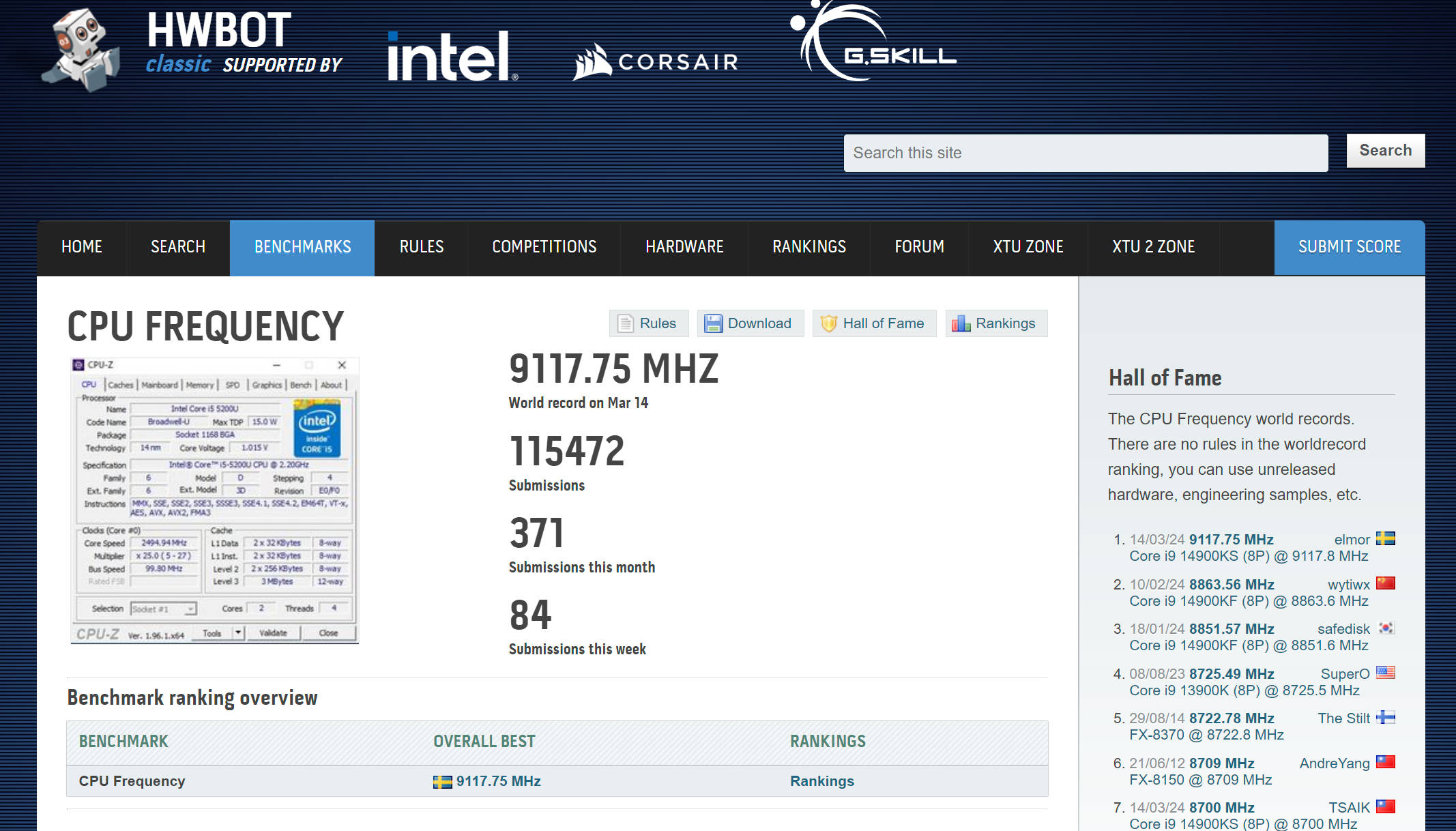 华硕再度刷新世界纪录！ Intel Core i9-14900KS 超频 9117.75 MHz