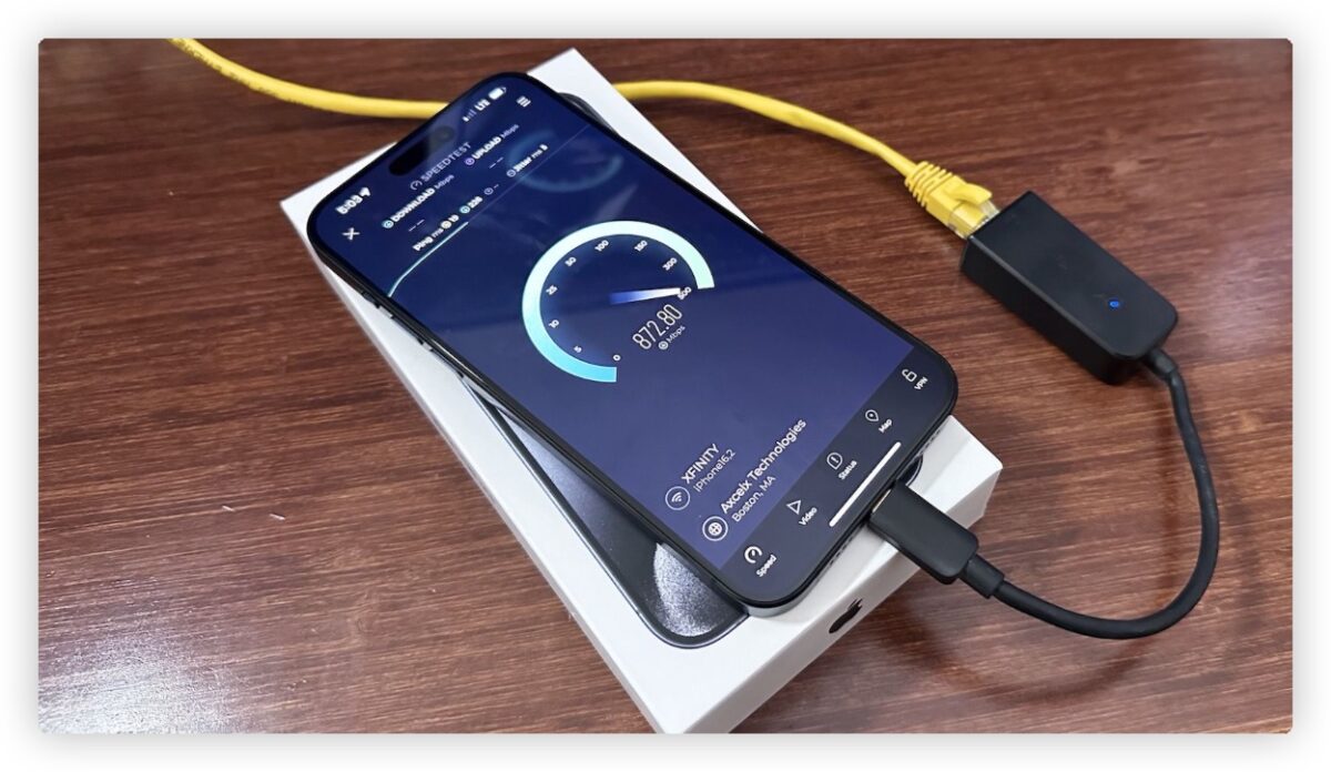 iPhone 15 改 USB-C 就可以接网路线，实测可达 800 Mbps 第3张