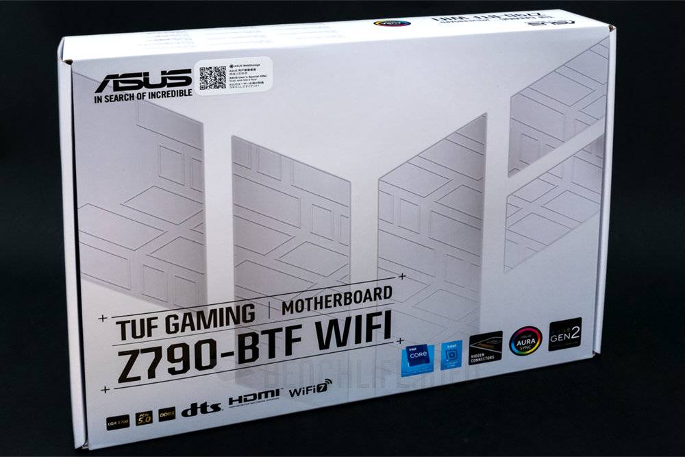 银白风格背插式主板，ASUS TUF Gaming Z790-BTF WiFi开箱