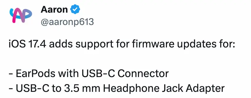 苹果配件 USB-C 固件更新