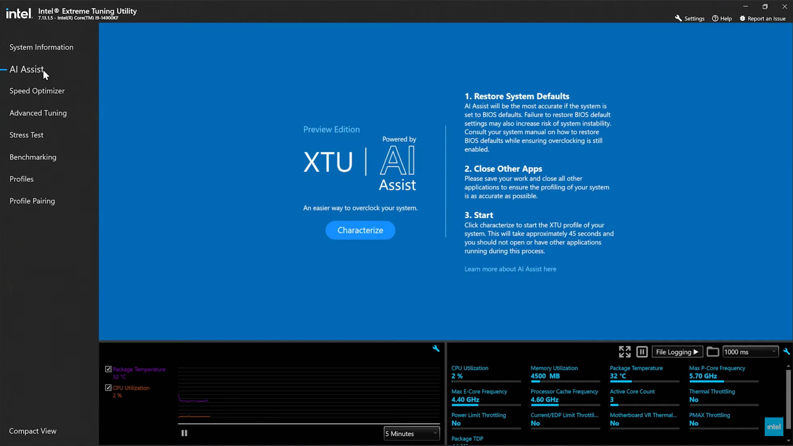 INTEL 推出INTEL AI ASSIST 功能一键超频CPU