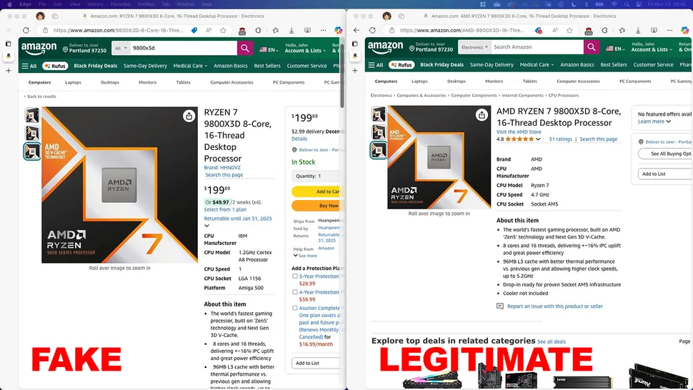小心，现在市面上有假的Ryzen 7 9800X3D处理器 - 榜哥