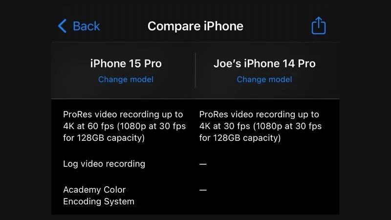 注意！128GB版的iPhone 15 Pro只能录制1080p ProRes视频！除非外接硬盘
