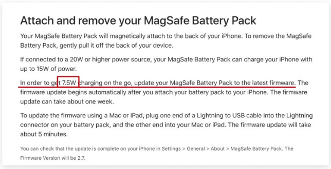 苹果MagSafe 移动电源软件更新后，提升至7.5W 充电能力 第2张
