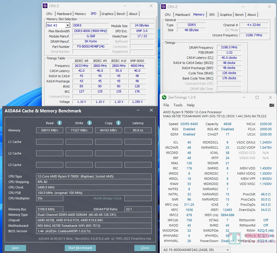 AGESA 1007C 挑战 AMD DDR5 8000 MHz 测试 feat.MSI MAG X670E TOMAHAWK WIFI