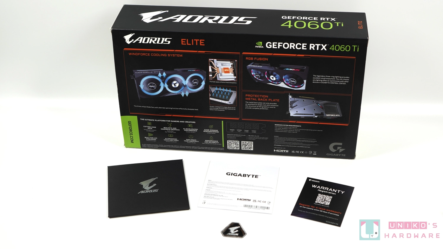 AORUS GeForce RTX 4060 Ti ELITE 8G 显示卡评测开箱，神鹰就是帅！