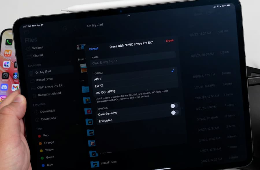 iPadOS 18 支持硬盘格式化