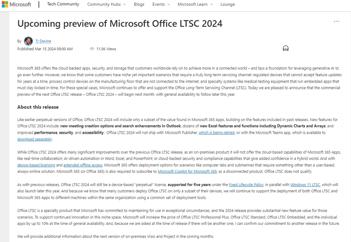 订阅制 Office 用不惯吗？ 微软证实年底推出 Office 2024 买断版，但可能不包含 Copilot