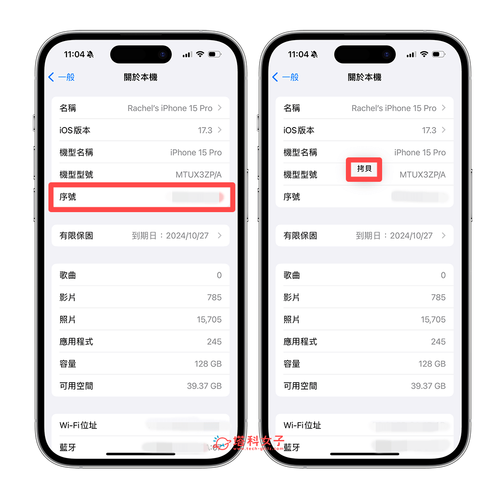 iPhone 保修查询方法三：复制序号