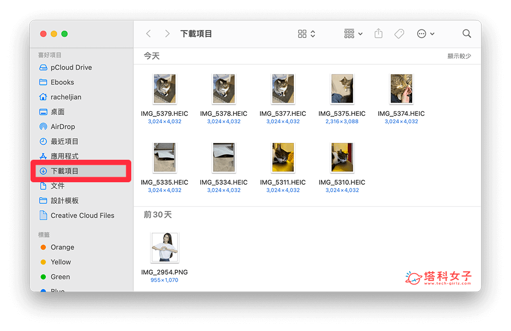 通过 AirDrop 传到 Mac：打开下载项目