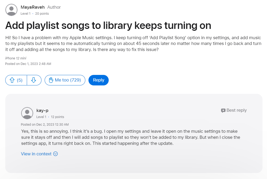 Apple 已修复 Apple Music“添加到播放列表”功能 Bug