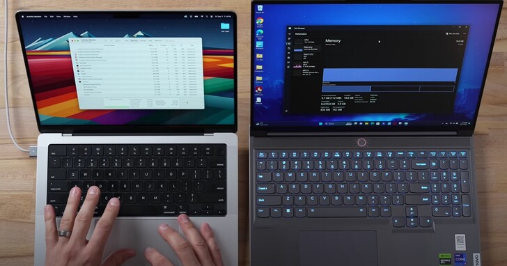 测试显示，苹果 MacBook Pro 的 8GB 内存不如 Windows PC 的 16GB 内存