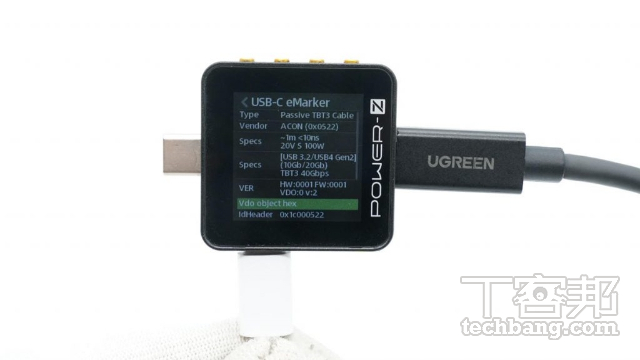 想要得知 USB-C 线材的 E-marker 信息，可以借助一些专业工具进行读取，不过这对一般消费者而言意义不大。 （图片来源：Chargerlab）