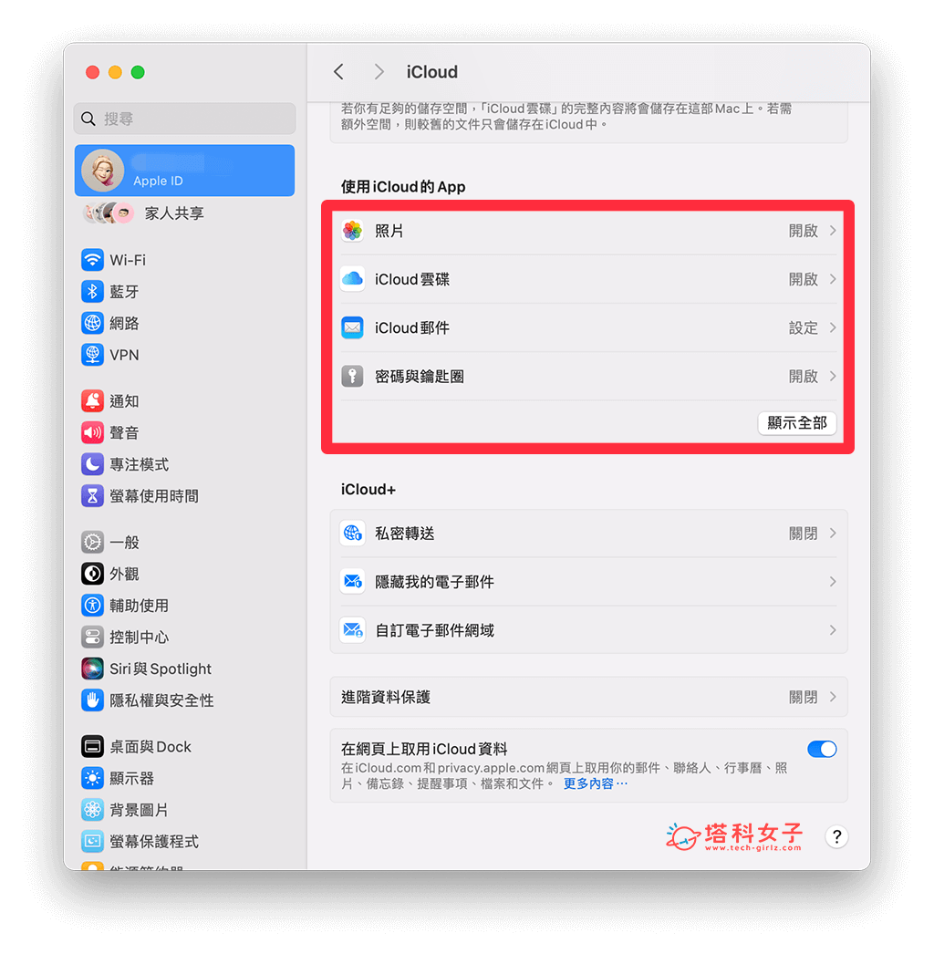 Mac 关闭 iCloud 同步：选择功能