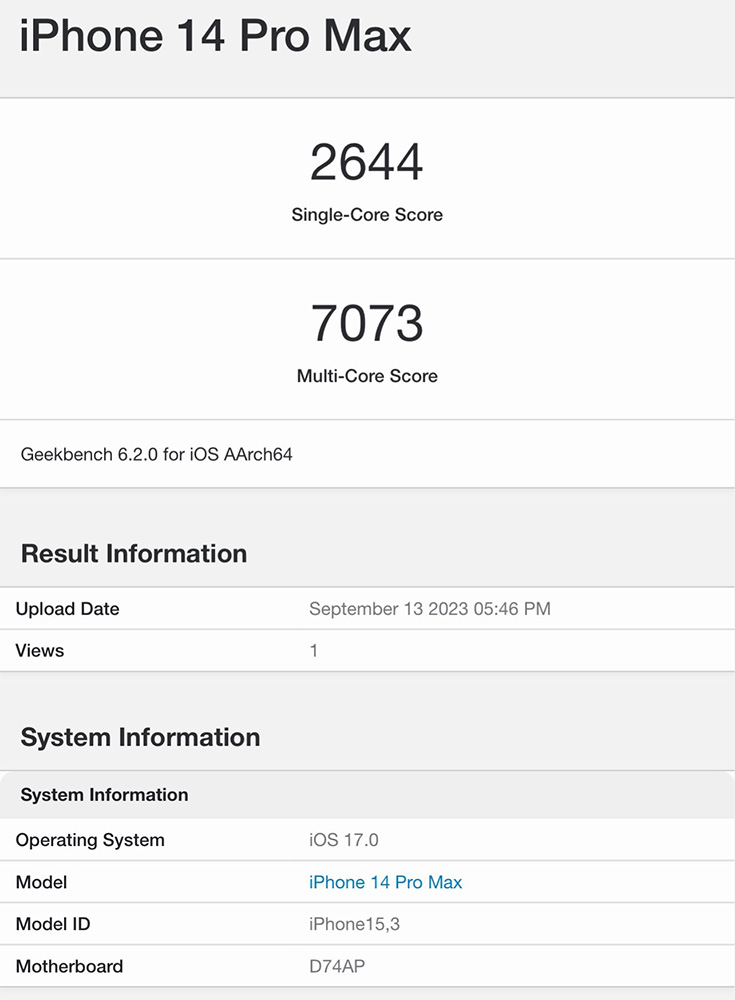 疑似 A17 Pro 芯片的跑分实测现身 Geekbench 数据库，不算特别亮眼 - 榜哥