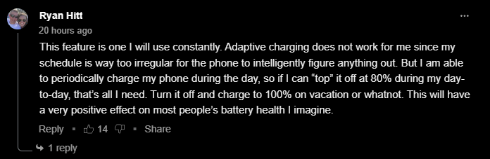 iPhone 15 可能可以让你设定充电的最大电量百分比，避免到 100% 来延长电池寿命