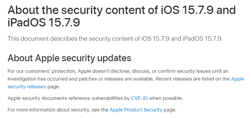 没有忘了旧设备用户！Apple 发布 iOS / iPadOS 15.7.9 和 macOS 12.6.9/11.7.10 更新