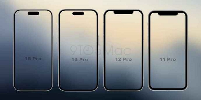 iPhone 15正面算绘图曝光，与历代苹果手机对比边框超窄