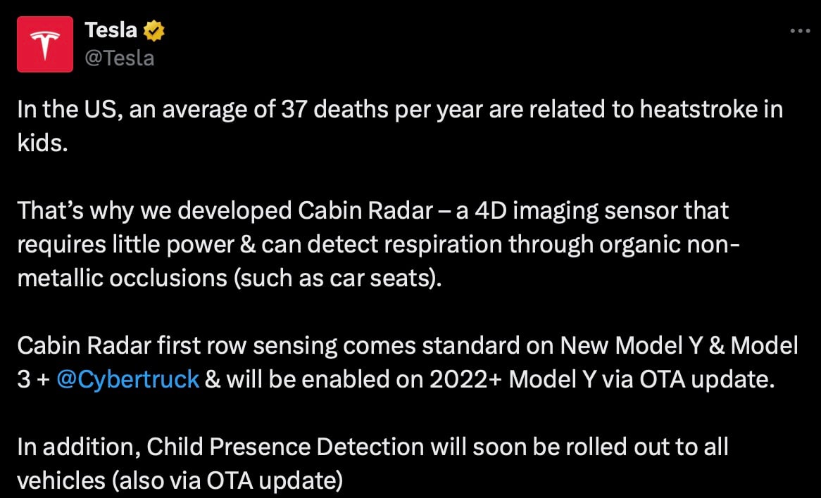特斯拉 Tesla 4D 车厢雷达 Model Y Model 3 焕新版 Cybertruck