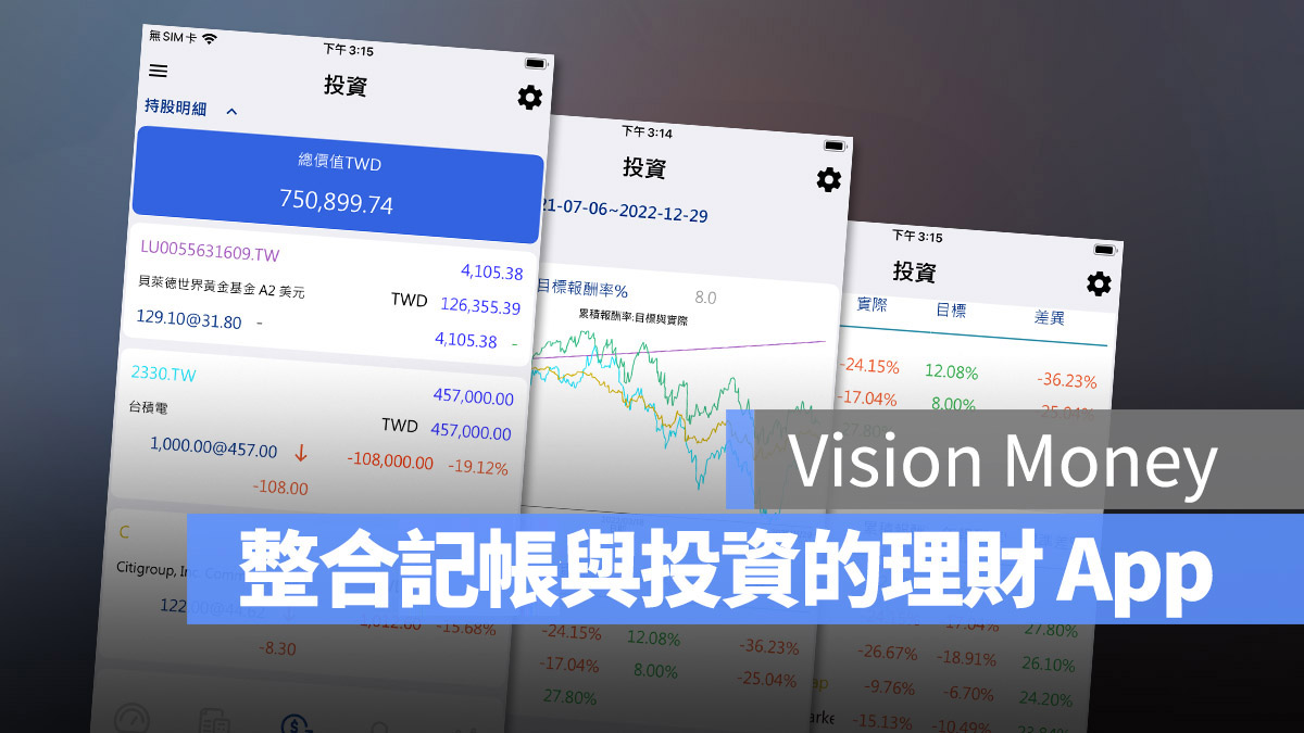 理财APP Vision Money：自动化记帐、追蹤投资标的，算出投资绩效 第1张