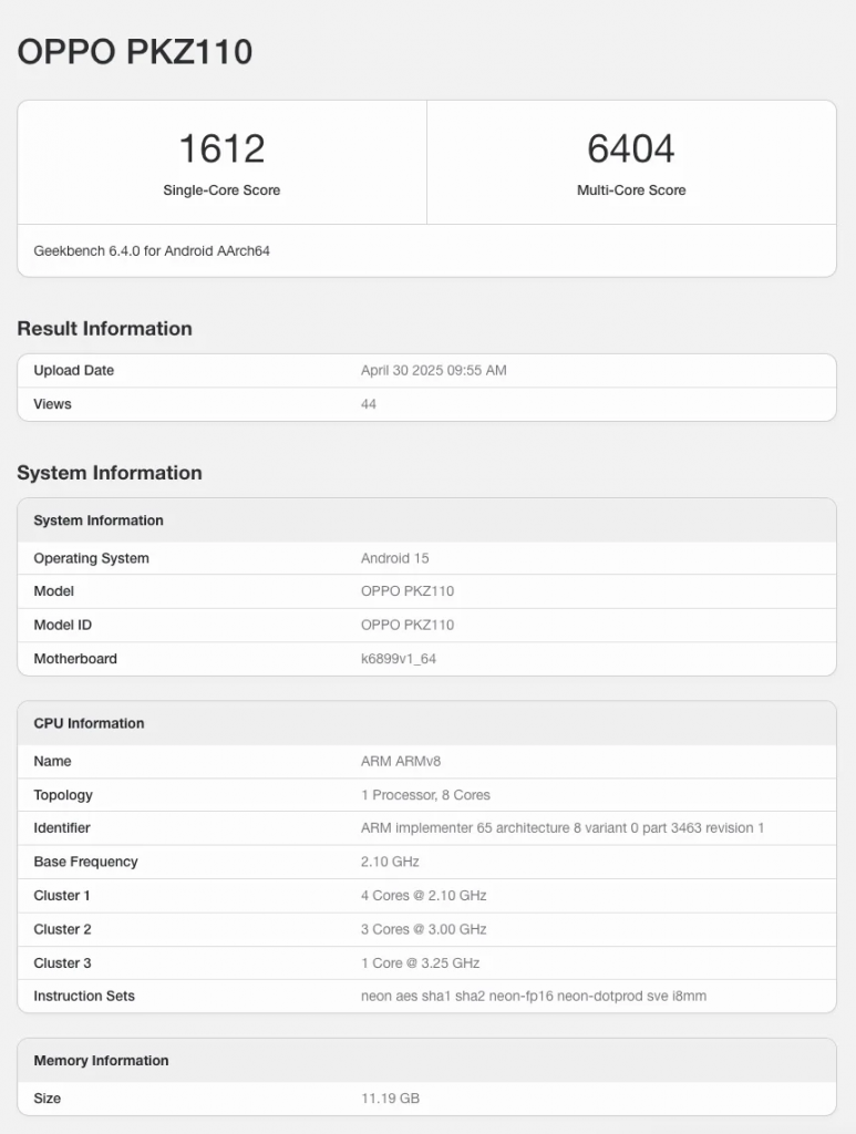 OPPO Reno14 Pro 跑分流出，天玑 8400 性能果真不俗