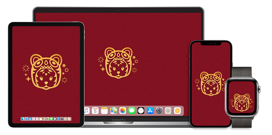 6 款 2022 Apple 虎年春节壁纸：iPhone、iPad、Mac 与 Watch 第3张