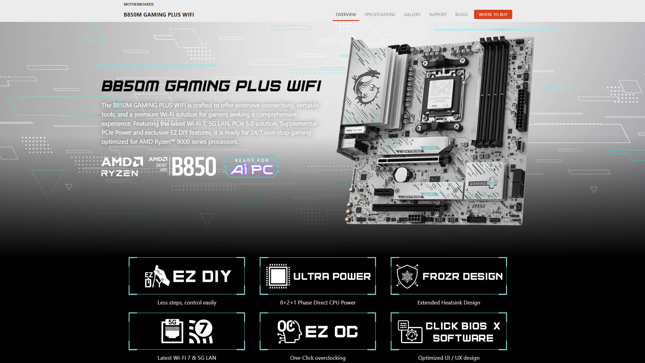 微星白色主板加入新成员 B850M GAMING PLUS WIFI！