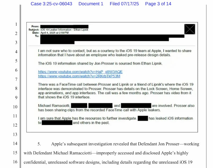 苹果向Jon Prosser和 Michael Ramacciotti 提起法律诉讼