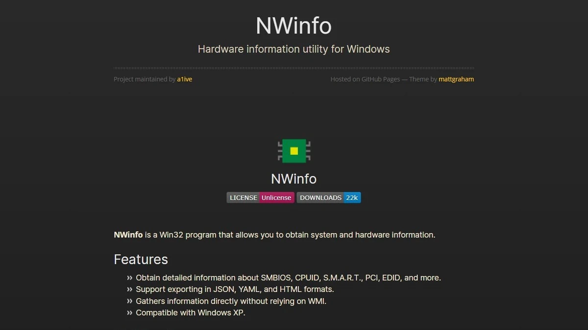 [更新] 免费电脑硬件零件信息查看软件 NWinfo 发布 1.4.1 版