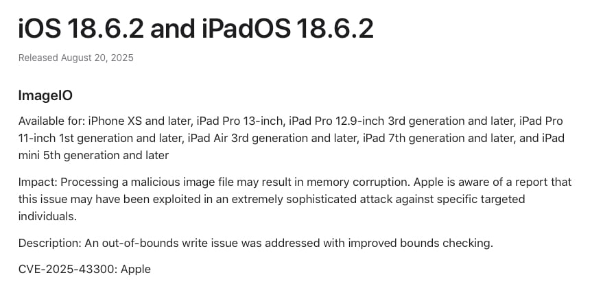 iOS iPhone iOS 18.6.2 iOS 18.6.2 更新
