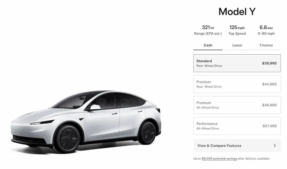 Tesla Model Y车型全面更新：标准版到高性能版